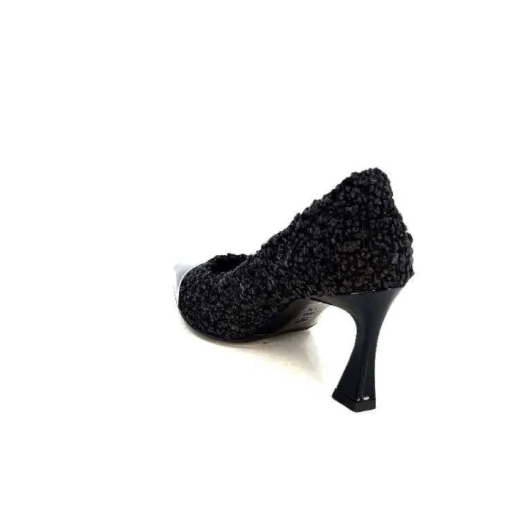 moon flower - enzo di martino Enzo Di Martino Eli 715 Textile Noir Cuir Vernis Noir*Femme Escarpins