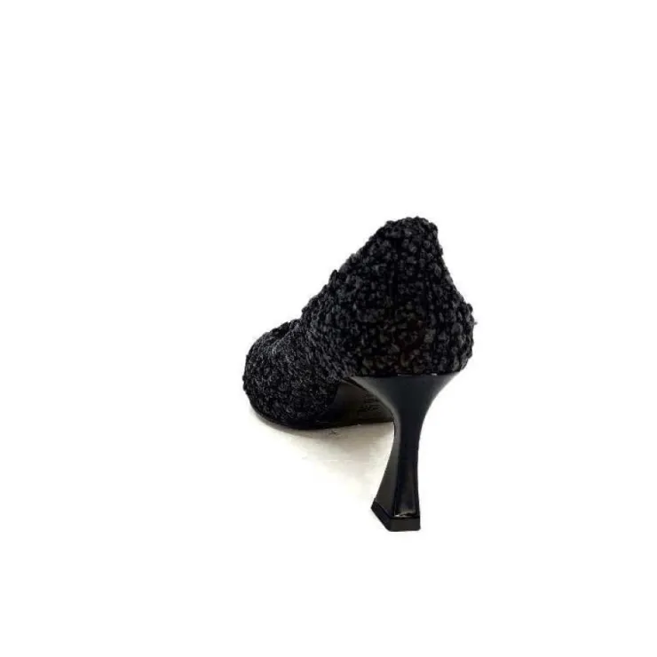 moon flower - enzo di martino Enzo Di Martino Eli 715 Textile Noir Cuir Vernis Noir*Femme Escarpins