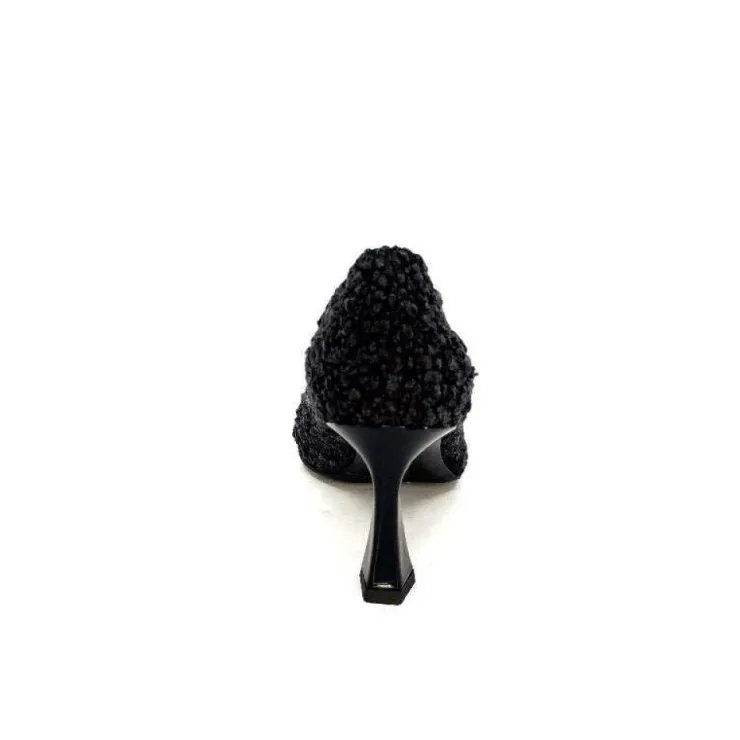 moon flower - enzo di martino Enzo Di Martino Eli 715 Textile Noir Cuir Vernis Noir*Femme Escarpins