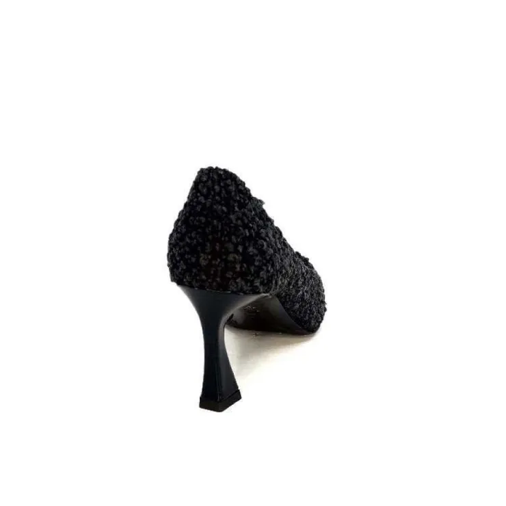 moon flower - enzo di martino Enzo Di Martino Eli 715 Textile Noir Cuir Vernis Noir*Femme Escarpins