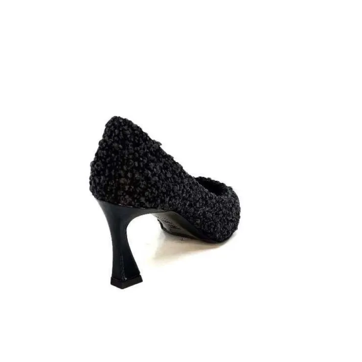 moon flower - enzo di martino Enzo Di Martino Eli 715 Textile Noir Cuir Vernis Noir*Femme Escarpins