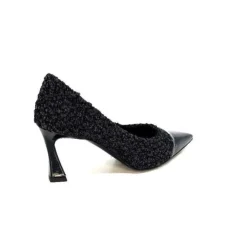 moon flower - enzo di martino Enzo Di Martino Eli 715 Textile Noir Cuir Vernis Noir*Femme Escarpins
