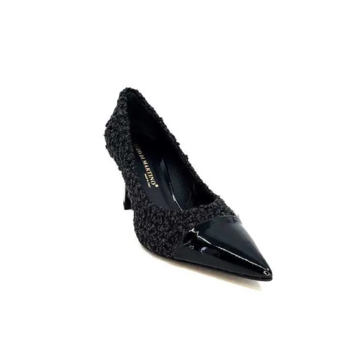 moon flower - enzo di martino Enzo Di Martino Eli 715 Textile Noir Cuir Vernis Noir*Femme Escarpins