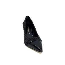 moon flower - enzo di martino Enzo Di Martino Eli 715 Textile Noir Cuir Vernis Noir*Femme Escarpins