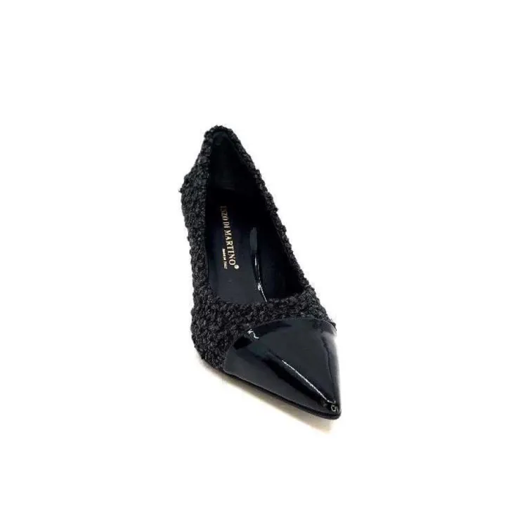 moon flower - enzo di martino Enzo Di Martino Eli 715 Textile Noir Cuir Vernis Noir*Femme Escarpins