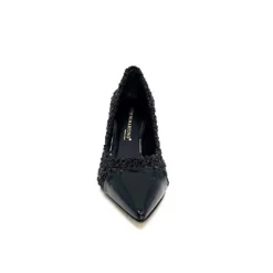 moon flower - enzo di martino Enzo Di Martino Eli 715 Textile Noir Cuir Vernis Noir*Femme Escarpins
