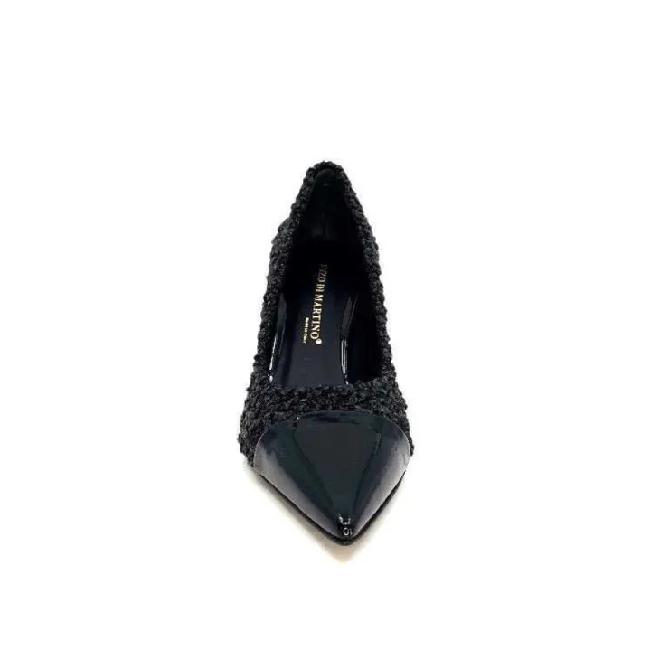 moon flower - enzo di martino Enzo Di Martino Eli 715 Textile Noir Cuir Vernis Noir*Femme Escarpins