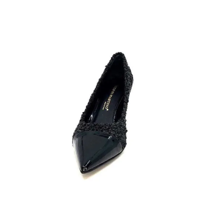 moon flower - enzo di martino Enzo Di Martino Eli 715 Textile Noir Cuir Vernis Noir*Femme Escarpins