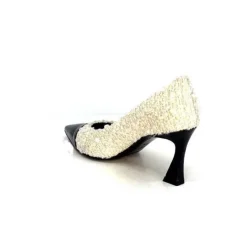 moon flower - enzo di martino Enzo Di Martino Eli 715 Textile Creme Cuir Vernis Noir*Femme Escarpins