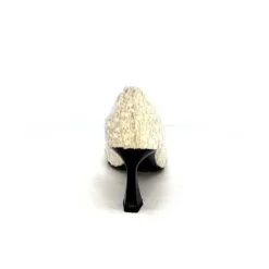 moon flower - enzo di martino Enzo Di Martino Eli 715 Textile Creme Cuir Vernis Noir*Femme Escarpins