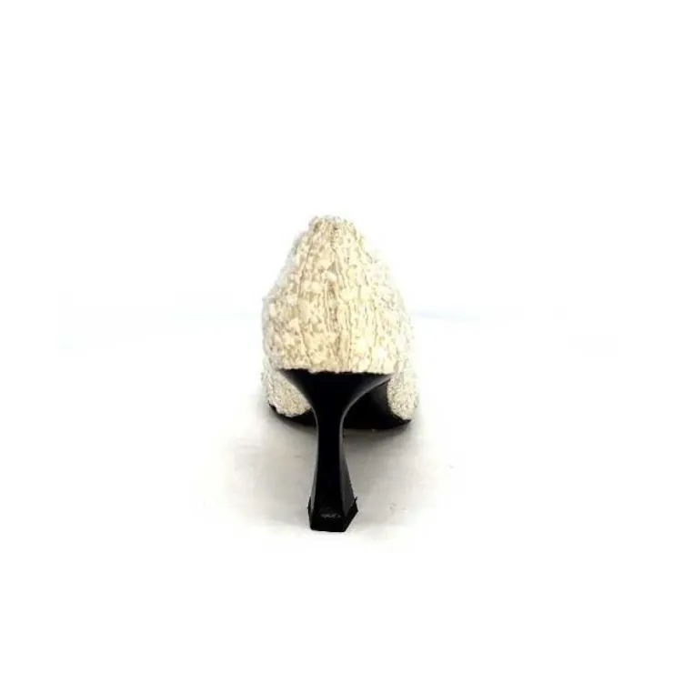 moon flower - enzo di martino Enzo Di Martino Eli 715 Textile Creme Cuir Vernis Noir*Femme Escarpins