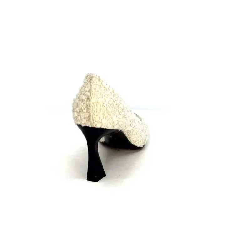 moon flower - enzo di martino Enzo Di Martino Eli 715 Textile Creme Cuir Vernis Noir*Femme Escarpins