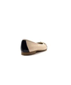 Ivoire0222a Fratelli Rosana 02 Cuir Beige Vernis Noir*Femme Ballerines