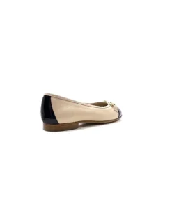 Ivoire0222a Fratelli Rosana 02 Cuir Beige Vernis Noir*Femme Ballerines