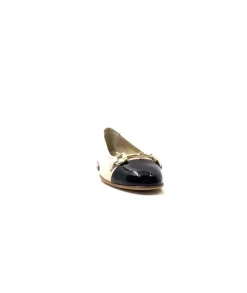 Ivoire0222a Fratelli Rosana 02 Cuir Beige Vernis Noir*Femme Ballerines