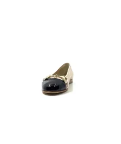 Ivoire0222a Fratelli Rosana 02 Cuir Beige Vernis Noir*Femme Ballerines