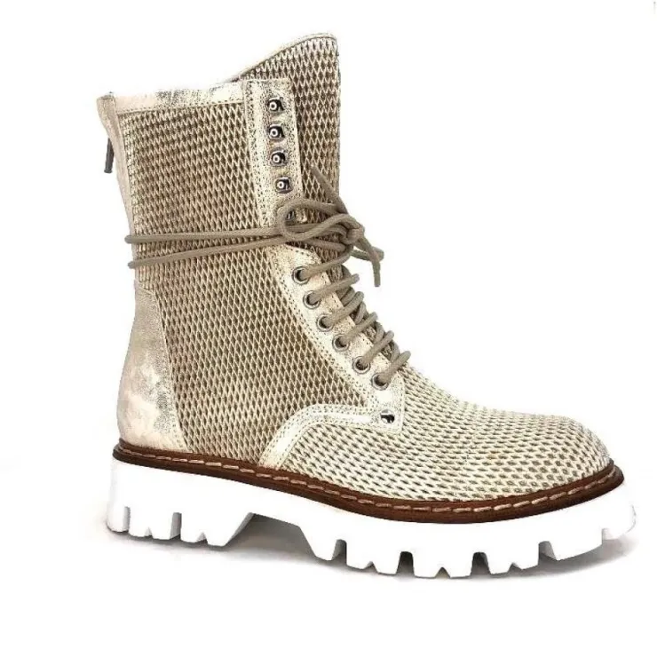 Fru.it 7595 Cuir Blanc Dore*Femme Bottines Eté