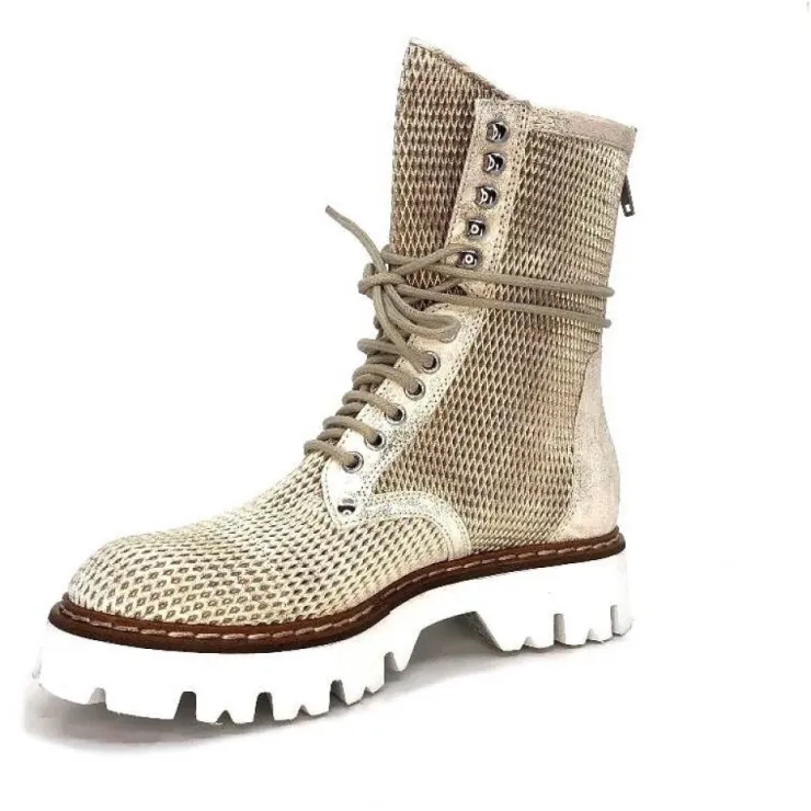 Fru.it 7595 Cuir Blanc Dore*Femme Bottines Eté