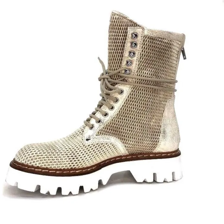 Fru.it 7595 Cuir Blanc Dore*Femme Bottines Eté