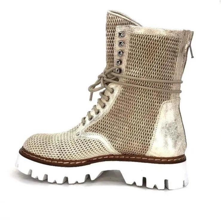 Fru.it 7595 Cuir Blanc Dore*Femme Bottines Eté