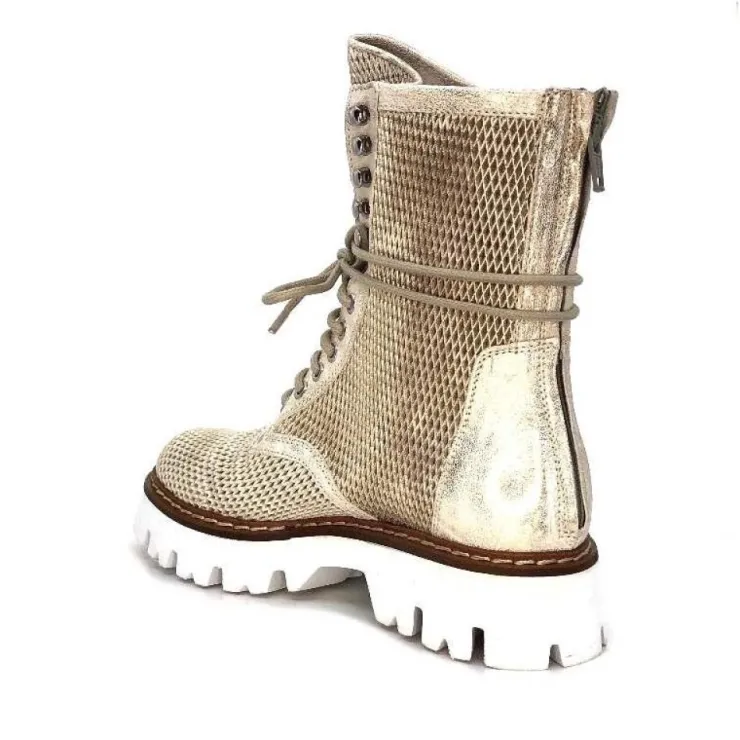 Fru.it 7595 Cuir Blanc Dore*Femme Bottines Eté
