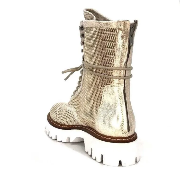 Fru.it 7595 Cuir Blanc Dore*Femme Bottines Eté