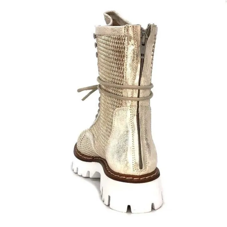 Fru.it 7595 Cuir Blanc Dore*Femme Bottines Eté