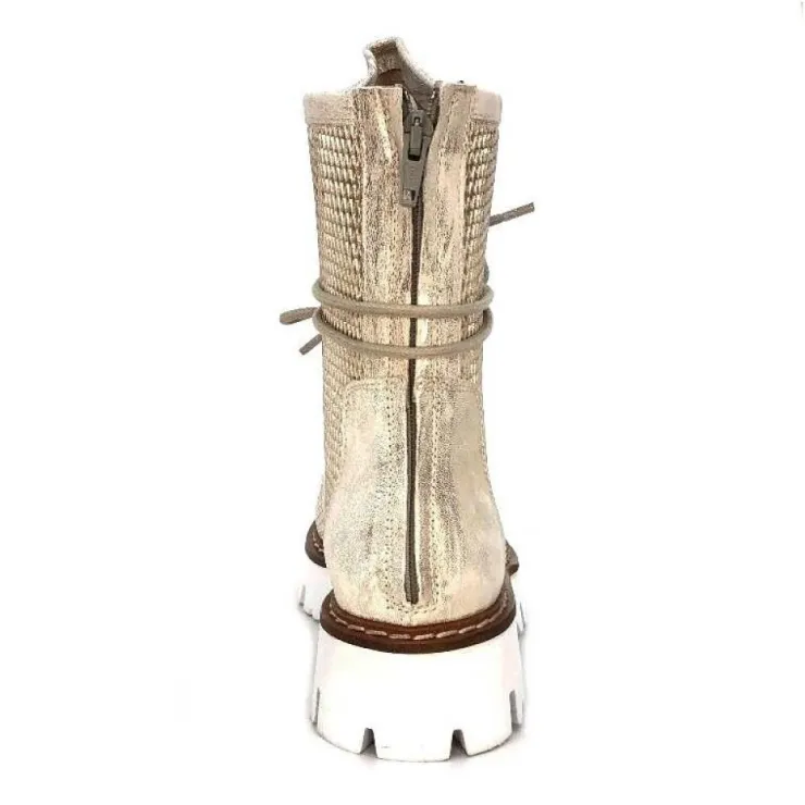 Fru.it 7595 Cuir Blanc Dore*Femme Bottines Eté