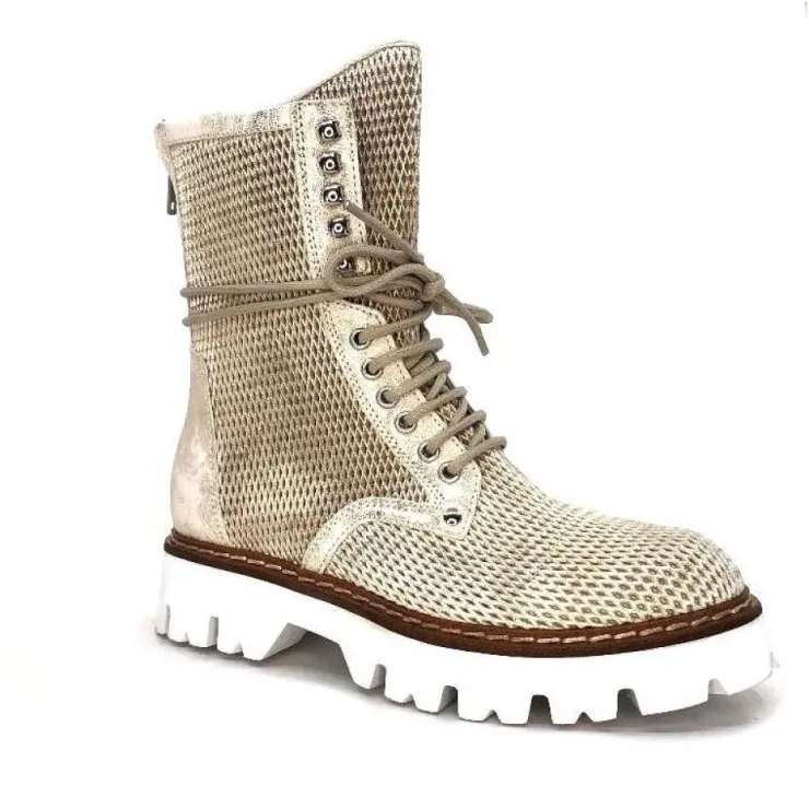 Fru.it 7595 Cuir Blanc Dore*Femme Bottines Eté