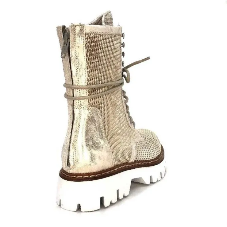 Fru.it 7595 Cuir Blanc Dore*Femme Bottines Eté