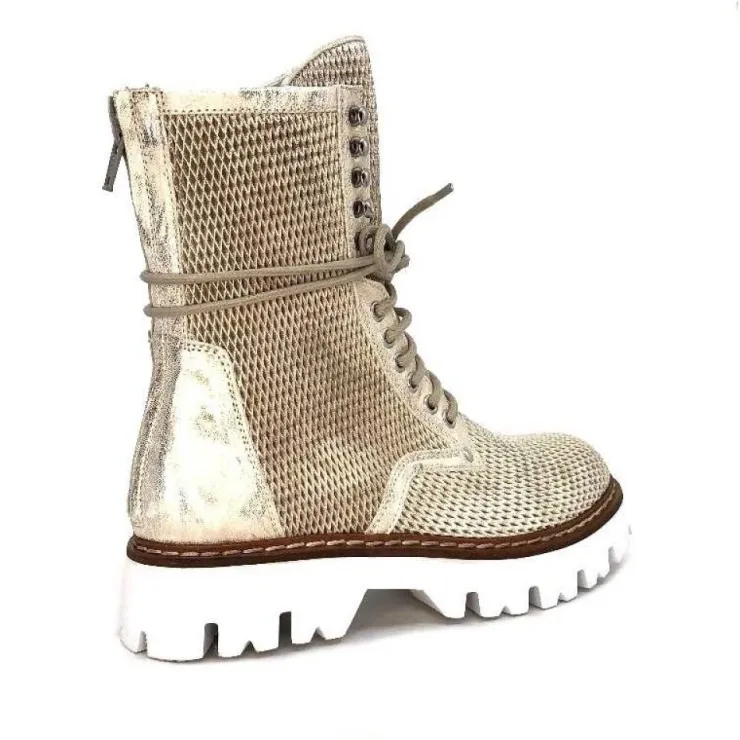 Fru.it 7595 Cuir Blanc Dore*Femme Bottines Eté