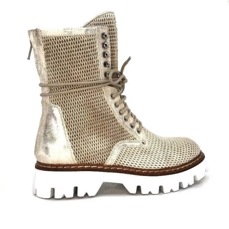 Fru.it 7595 Cuir Blanc Dore*Femme Bottines Eté