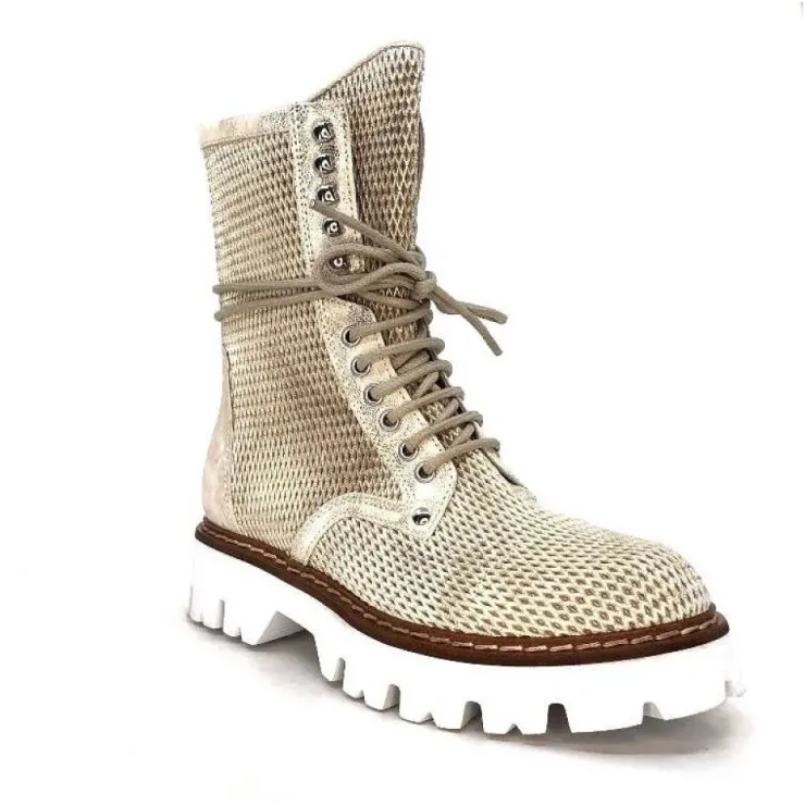 Fru.it 7595 Cuir Blanc Dore*Femme Bottines Eté