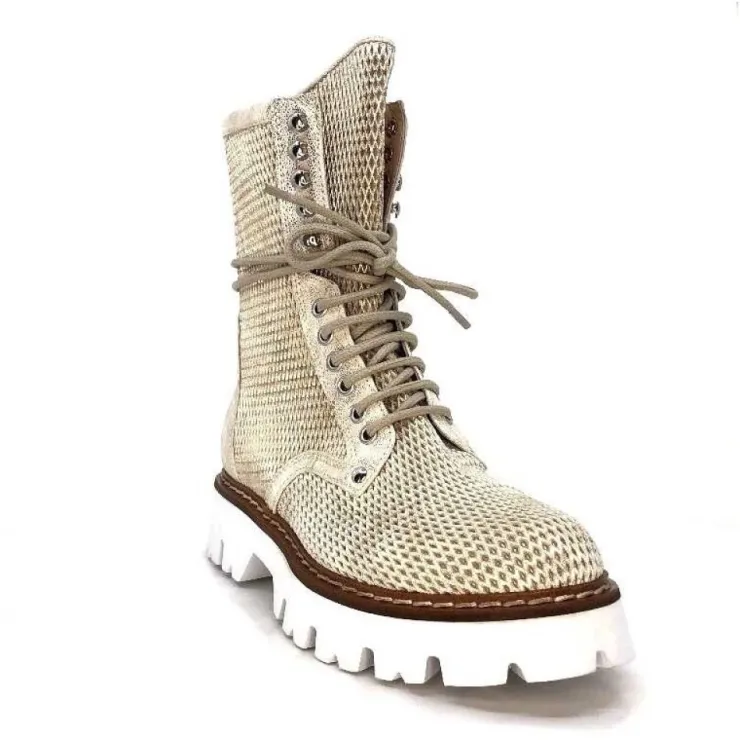 Fru.it 7595 Cuir Blanc Dore*Femme Bottines Eté