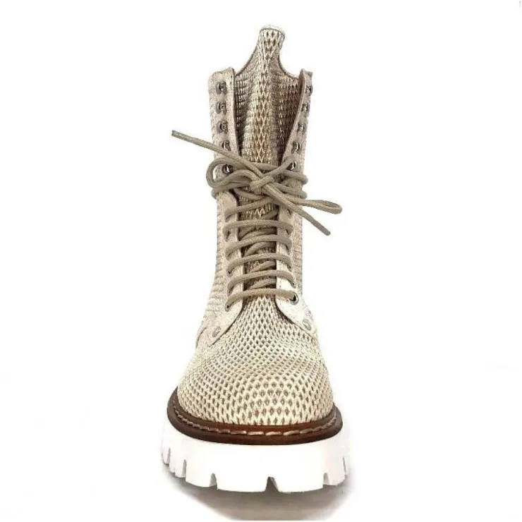 Fru.it 7595 Cuir Blanc Dore*Femme Bottines Eté