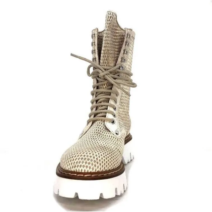 Fru.it 7595 Cuir Blanc Dore*Femme Bottines Eté