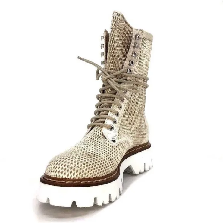 Fru.it 7595 Cuir Blanc Dore*Femme Bottines Eté