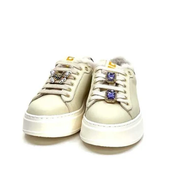 GioPiu Pia98A Cuir Creme*Femme Baskets