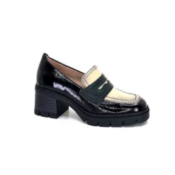 Hispanitas Chi 232965 Everest Cuir Vernis Noir Cuir Vert & Beige*Femme Mocassins
