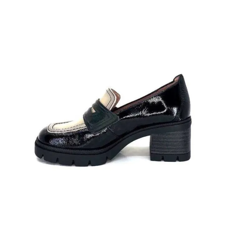 Hispanitas Chi 232965 Everest Cuir Vernis Noir Cuir Vert & Beige*Femme Mocassins