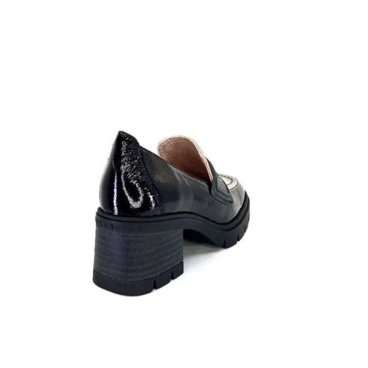 Hispanitas Chi 232965 Everest Cuir Vernis Noir Cuir Vert & Beige*Femme Mocassins