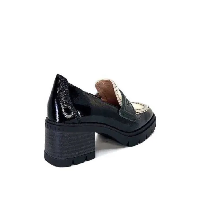 Hispanitas Chi 232965 Everest Cuir Vernis Noir Cuir Vert & Beige*Femme Mocassins