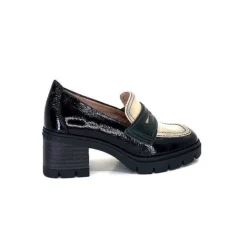 Hispanitas Chi 232965 Everest Cuir Vernis Noir Cuir Vert & Beige*Femme Mocassins