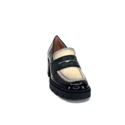 Hispanitas Chi 232965 Everest Cuir Vernis Noir Cuir Vert & Beige*Femme Mocassins