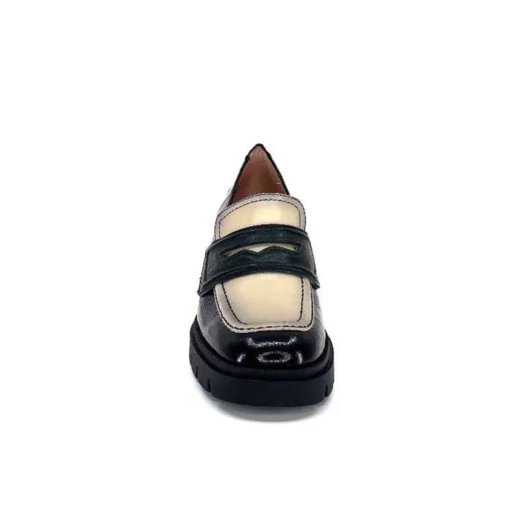 Hispanitas Chi 232965 Everest Cuir Vernis Noir Cuir Vert & Beige*Femme Mocassins