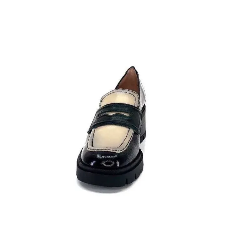 Hispanitas Chi 232965 Everest Cuir Vernis Noir Cuir Vert & Beige*Femme Mocassins