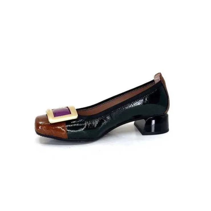 Hispanitas Chi 233141 Salma Cuir Vernis Vert Cuero Fushia*Femme Ballerines