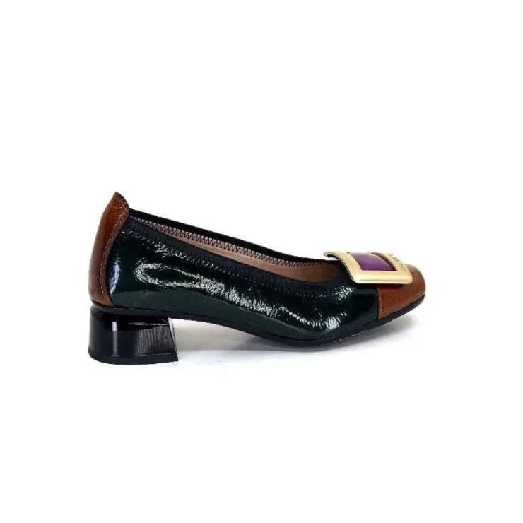 Hispanitas Chi 233141 Salma Cuir Vernis Vert Cuero Fushia*Femme Ballerines