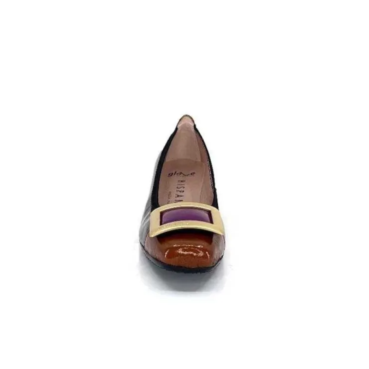 Hispanitas Chi 233141 Salma Cuir Vernis Vert Cuero Fushia*Femme Ballerines