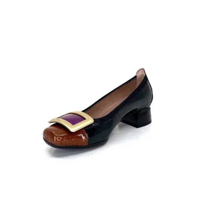 Hispanitas Chi 233141 Salma Cuir Vernis Vert Cuero Fushia*Femme Ballerines